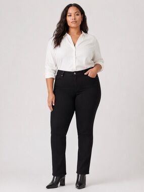 Levi's Classic Straight Jeans High Stretch Mid Rise Plus Size Black 24W NEW